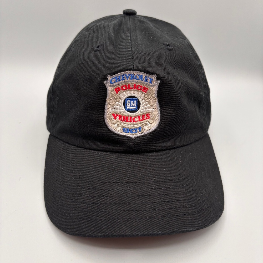 Vintage GM Chevrolet Police Vehicles Badge Logo Embroidered Hat Black/Silver